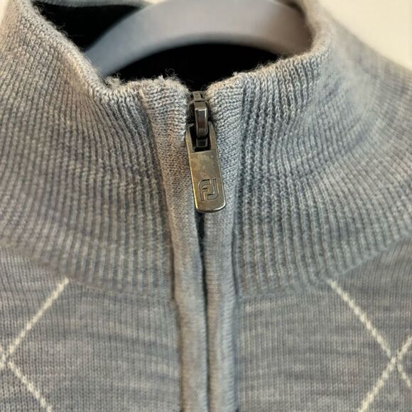 Footjoy Men’s Lined Performance argyle gray golf Sweater Wool exterior sz M EUC! - Picture 7 of 9